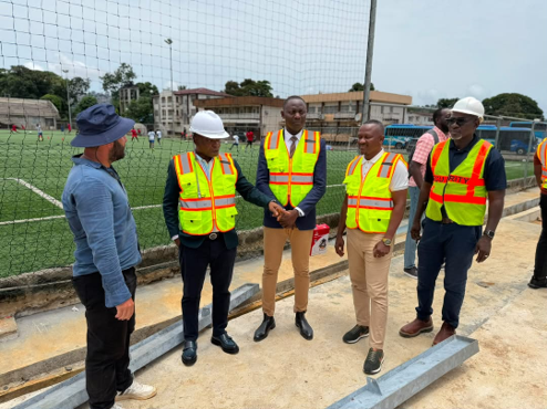 SLFA President Babadi Kamara Inspects Ongoing Construction of 435 Seater Pavilion